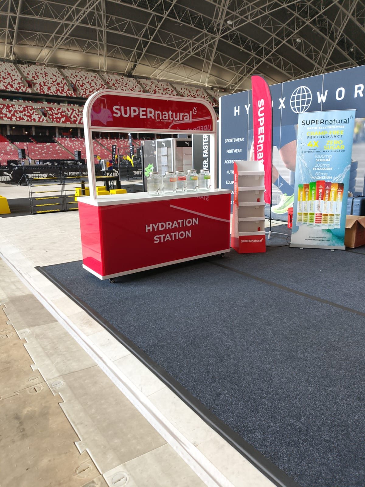 Supernatural hydration counter activation at Hyrox Singapore, National Stadium